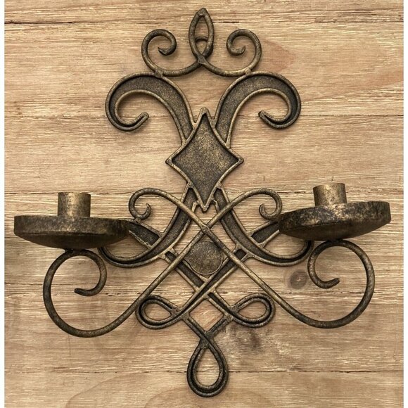 Pair of Ballard Design Mavelot Candle Sconces Wall Antique Gold Handwrought Iron - Picture 4 of 4